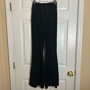 SHEIN Black Velvet Whimsigoth Pull On High Waist Barrel Leg Pants Women Size XS